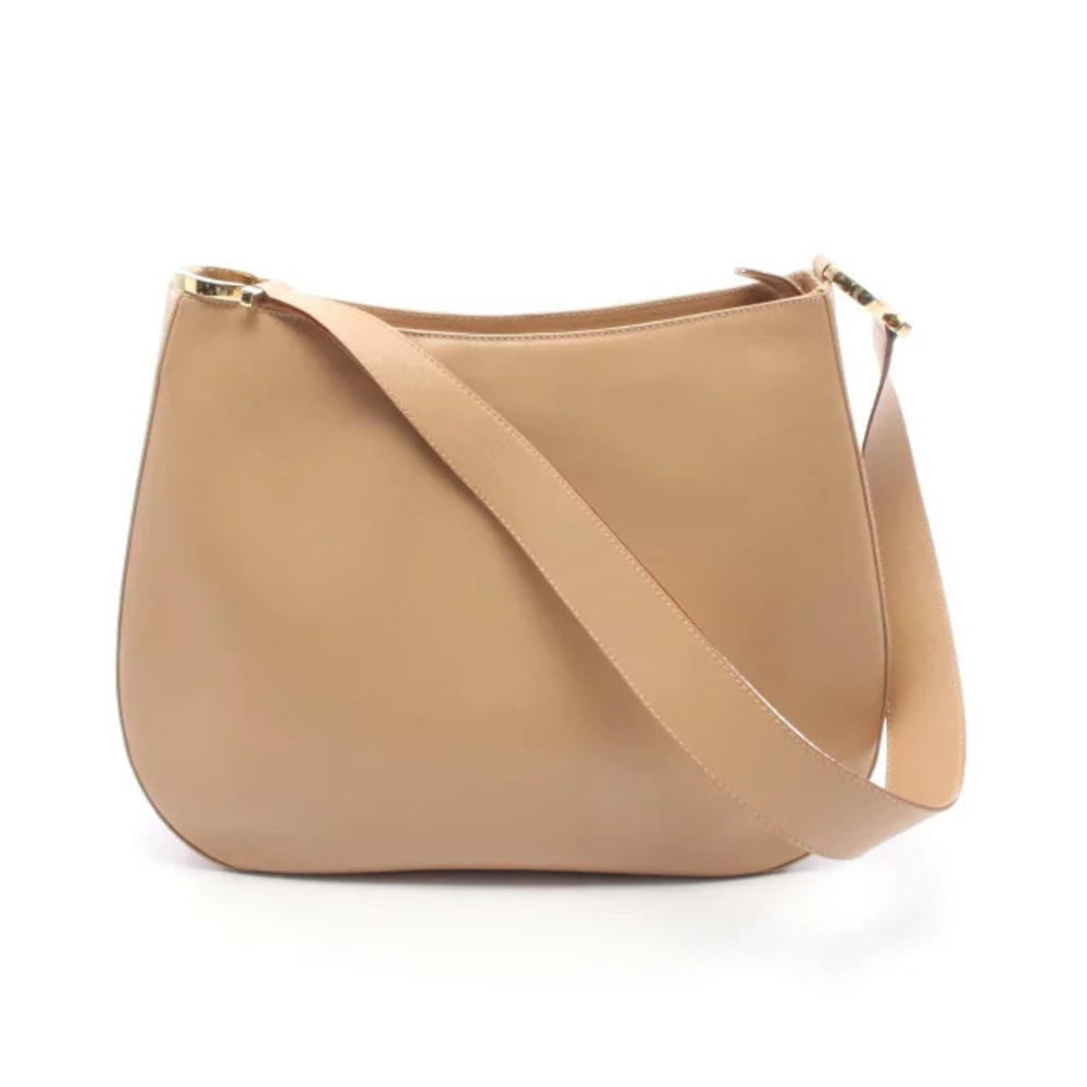 Salvatore Ferragamo Gancini Shoulder Bag Leather Beige Cream